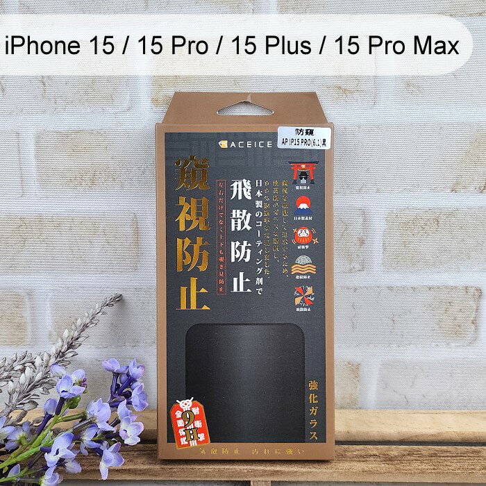 【ACEICE】防窺滿版鋼化玻璃保護貼 iPhone 15 / 15 Pro / 15 Plus / 15 Pro Max 黑