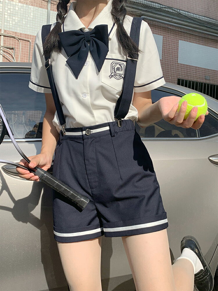 七夜時差原創北島中學生校服運動套裝jk制服polo襯衫背帶褲體操服