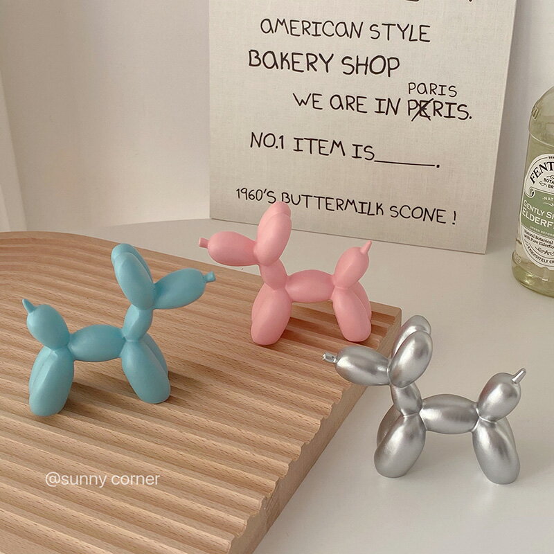 ins網紅氣球狗樹脂擺件創意可愛蛋糕裝飾迷你小狗桌面裝飾品擺設