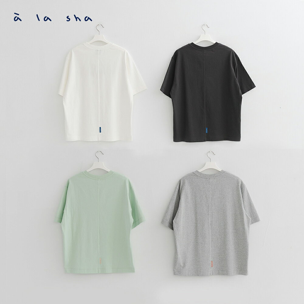 a la sha 工藝繡花Logo中性T 5