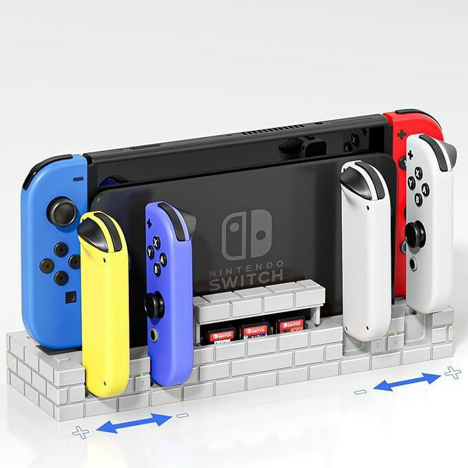 Switch oled多功能座充卡片收納架Joy-Con手柄充電座白色