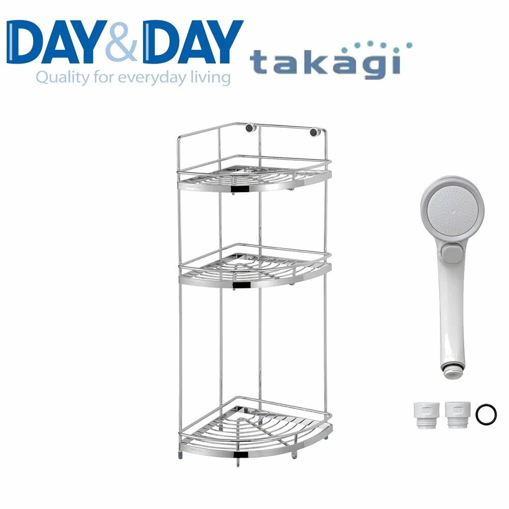 【 DAY&DAY】不鏽鋼三層轉角架 掛放兩用 贈TAKAGI可止水切換把手ST3033S-3CH