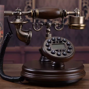 歐式仿古 實木複古電話 時尚創意家用固話 座機電話機