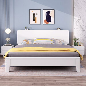 優樂悅~北歐實木床現代簡約日式白色單雙人床架經濟型主臥室高箱儲物婚床