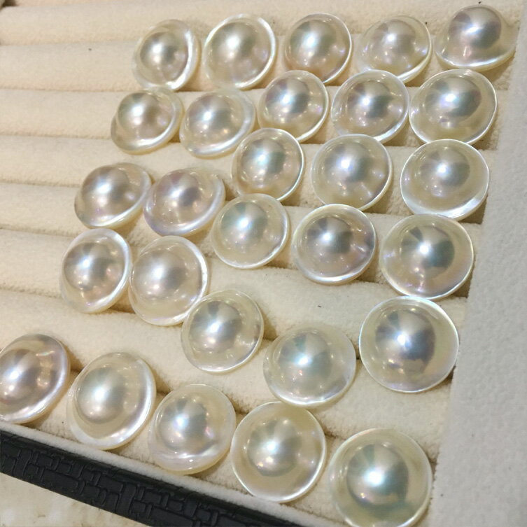 海水馬貝珍珠裸珠16-17mm和18-19mm馬貝珍珠極光炫彩可視頻挑