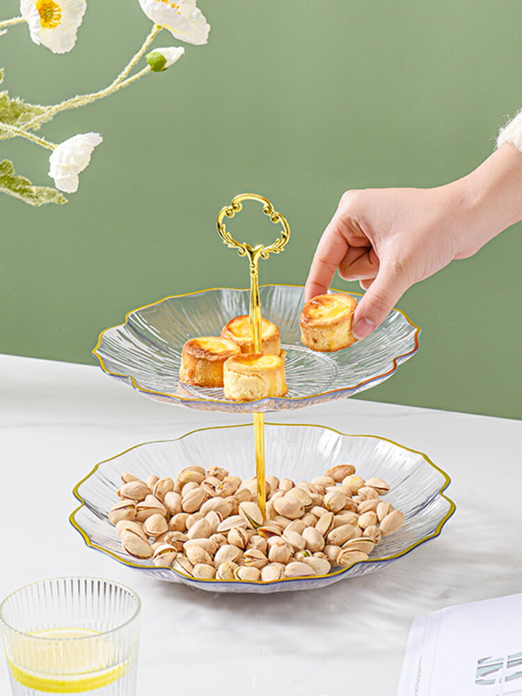輕奢水果盤客廳家用茶幾零食擺放糖果盤2022新款點心架甜品臺托盤