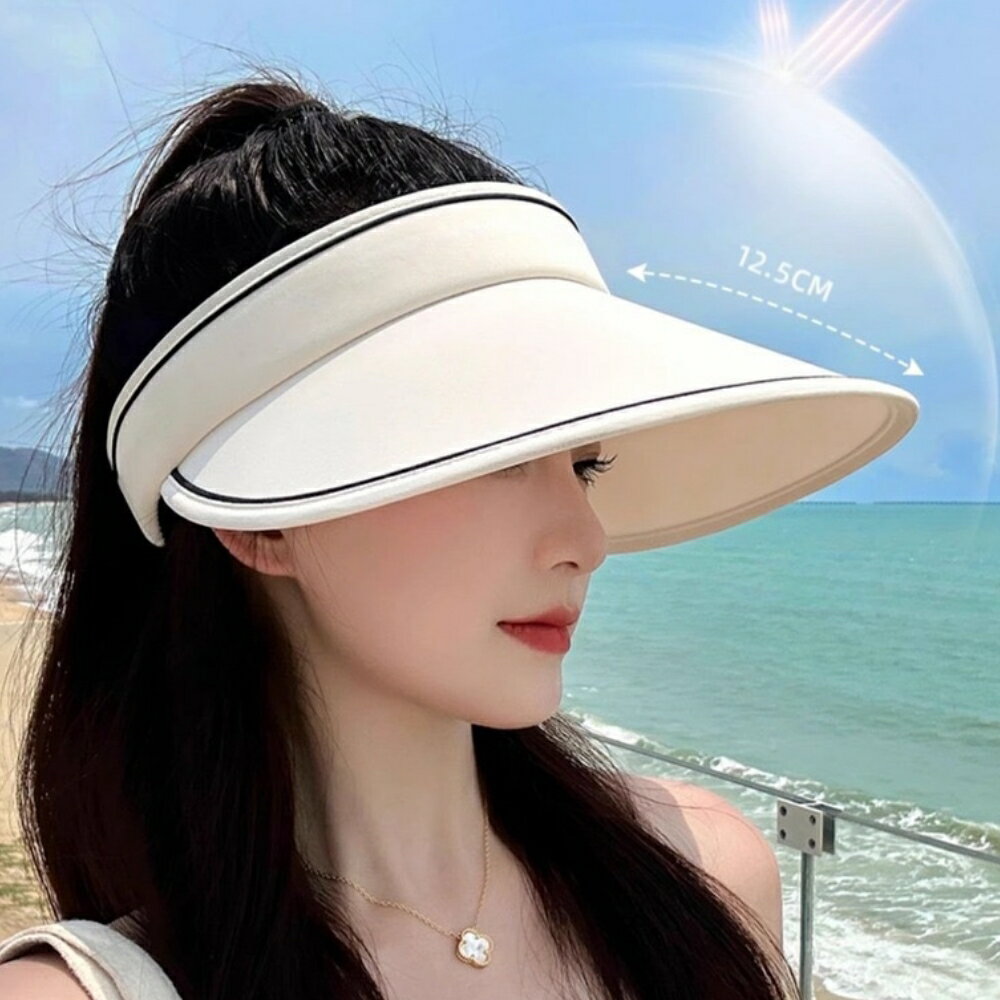 防曬 帽子 遮陽帽 折疊可捲 防曬帽 空頂帽 登山帽 女帽 大簷帽 太陽帽 抗UV 隔熱透氣【GR210】123便利屋