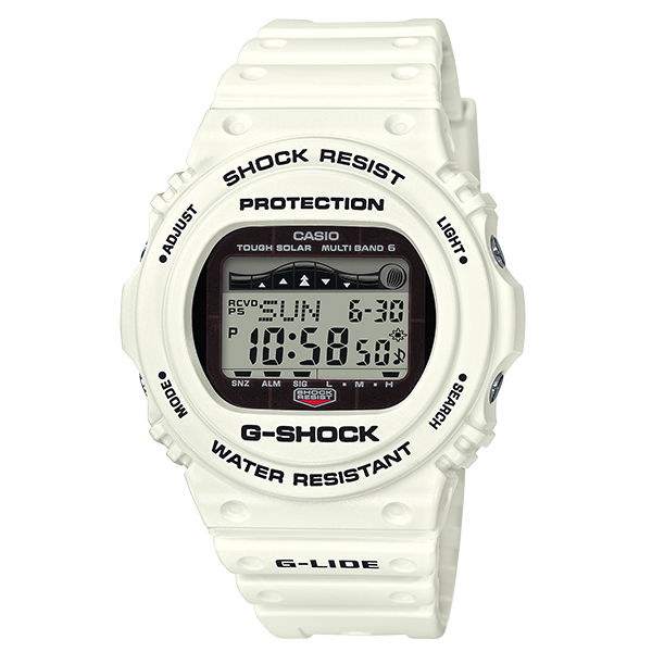 CASIO G-SHOCK GWX-5700CS-7 G-LIDE系列 經典復刻電波潮汐電子錶/白