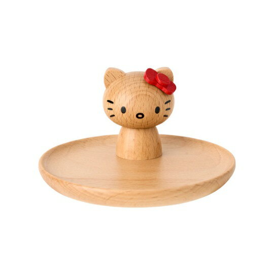 【震撼精品百貨】Hello Kitty 凱蒂貓~日本 三麗鷗SANRIO 造型木質飾品盤 小圓盤 小木盤 置物盤-紅*01336
