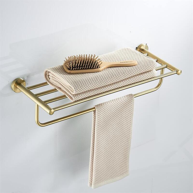 拉絲金毛巾架不銹鋼浴巾架 304衛生間置物架衛浴五金掛件