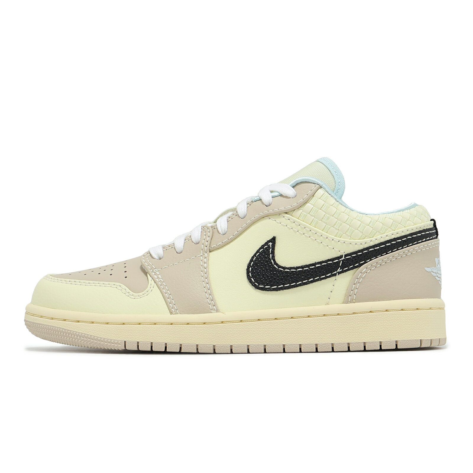 Nike 休閒鞋 Wmns Air Jordan 1 Low SE 女鞋 男鞋 椰奶色 黑 AJ1 編織格紋 HQ3440-101