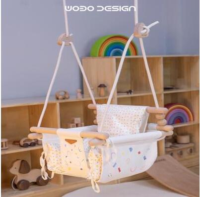 哇吧兒童秋千室內家用布藝座椅寶寶吊椅嬰幼兒玩具蕩秋千小型吊籃