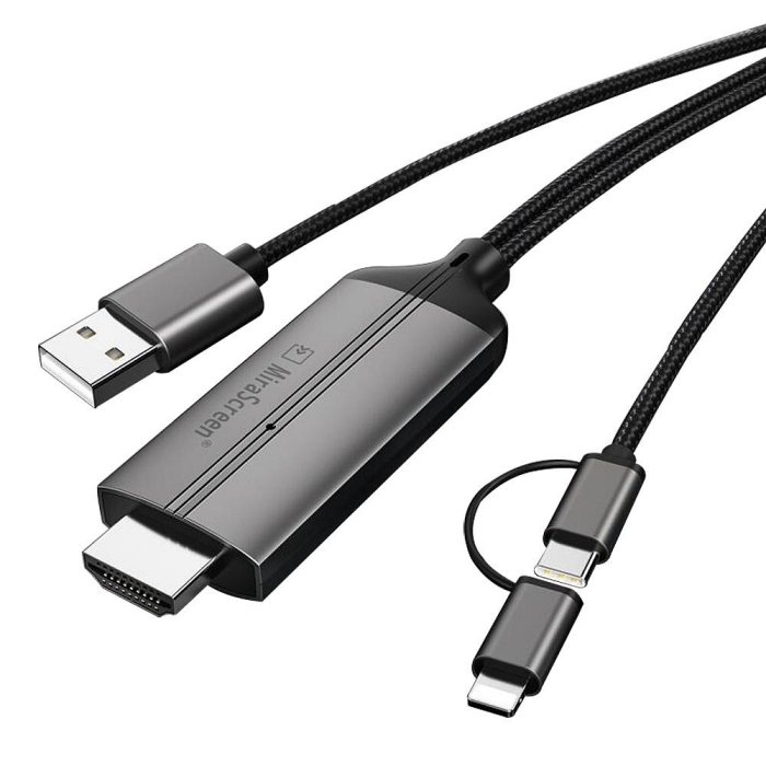 【APP4%點數】MiraScreen LD36 二合一有線影像轉接器(Lightning/Type-C) HDMI 轉接線 同屏器 手機轉接電視螢幕