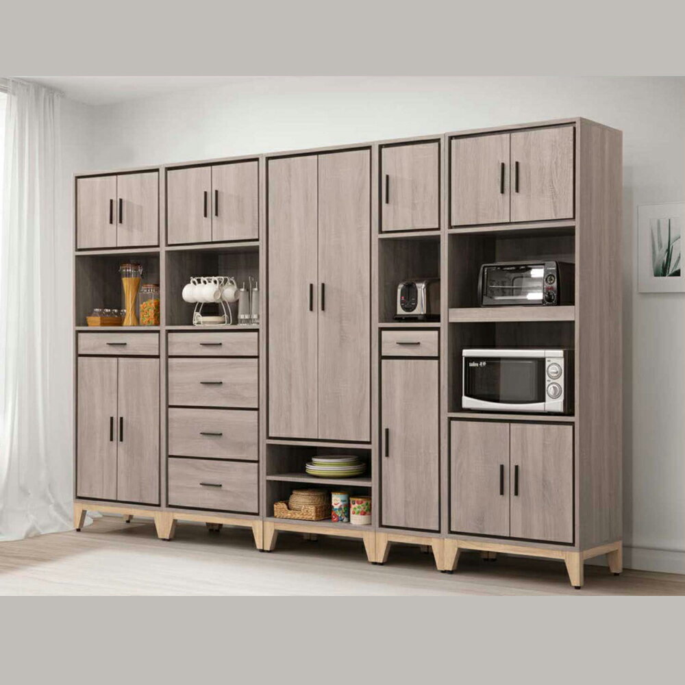 【多木家居】木斯MOOSE-505/280公分收納櫃+開放鞋櫃+碗盤櫃全組