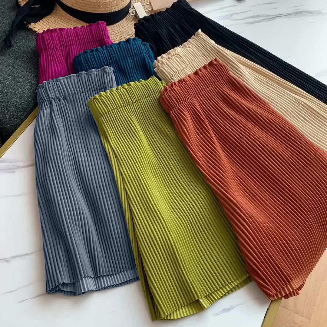 品牌折扣外貿專柜女裝剪標尾貨清倉五分闊腿短褲女夏休閑2022新款