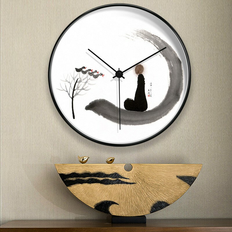 中式掛鐘客廳創意家用時鐘禪意裝飾掛表現代簡約大氣藝術靜音鐘表