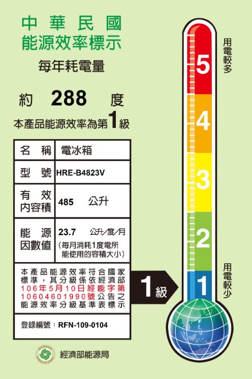 【折300】可議價✨HERAN/禾聯✨  HRE-B4823V 穗香金系列變頻一級雙門電冰箱-485L ★僅竹苗含安裝定位 8