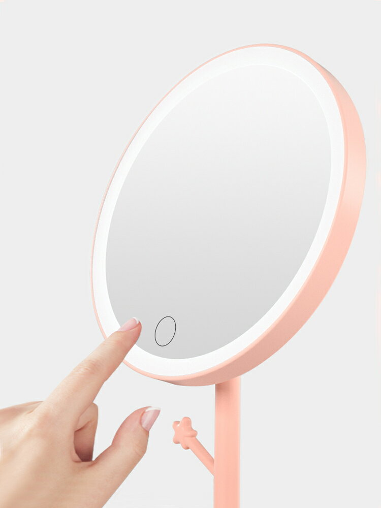 網紅led化妝鏡帶燈臺式仙女補光小鏡子ins風宿舍桌面便攜梳妝鏡