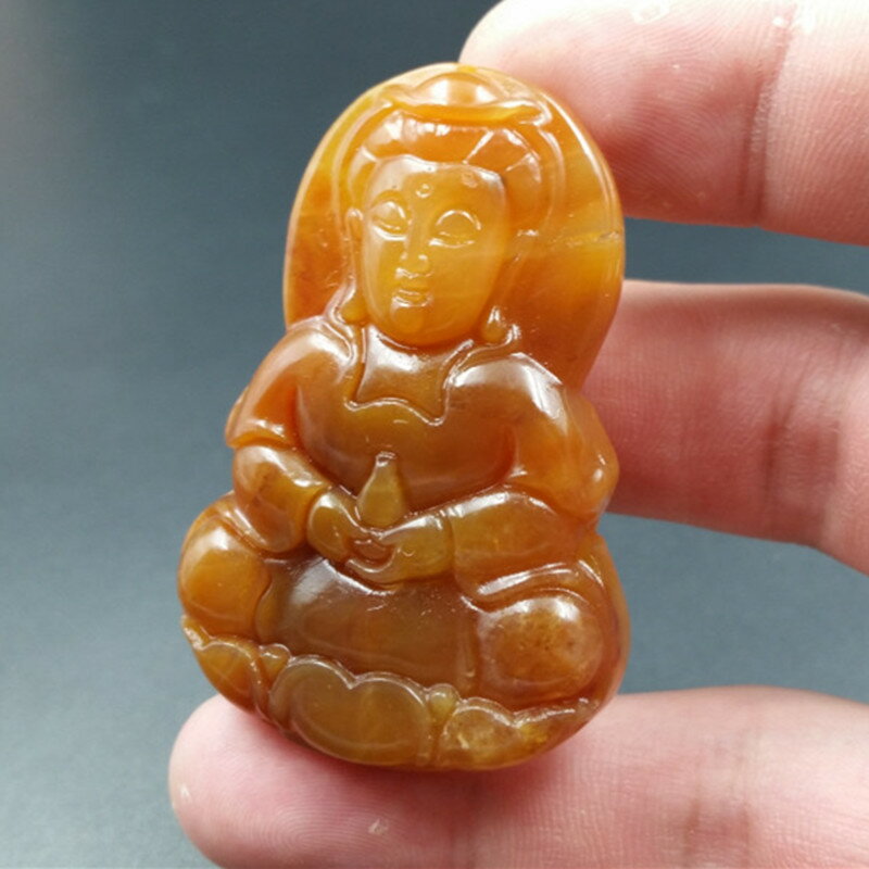 正品a貨天然玉石雲南龍陵黃龍玉觀音玉掛件黃玉觀音吊墜玉牌子