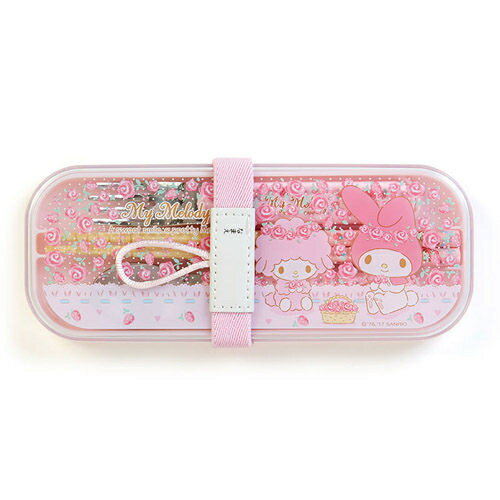 【震撼精品百貨】My Melody 美樂蒂 美樂蒂日本製餐具組附束帶(玫瑰花園) 震撼日式精品百貨