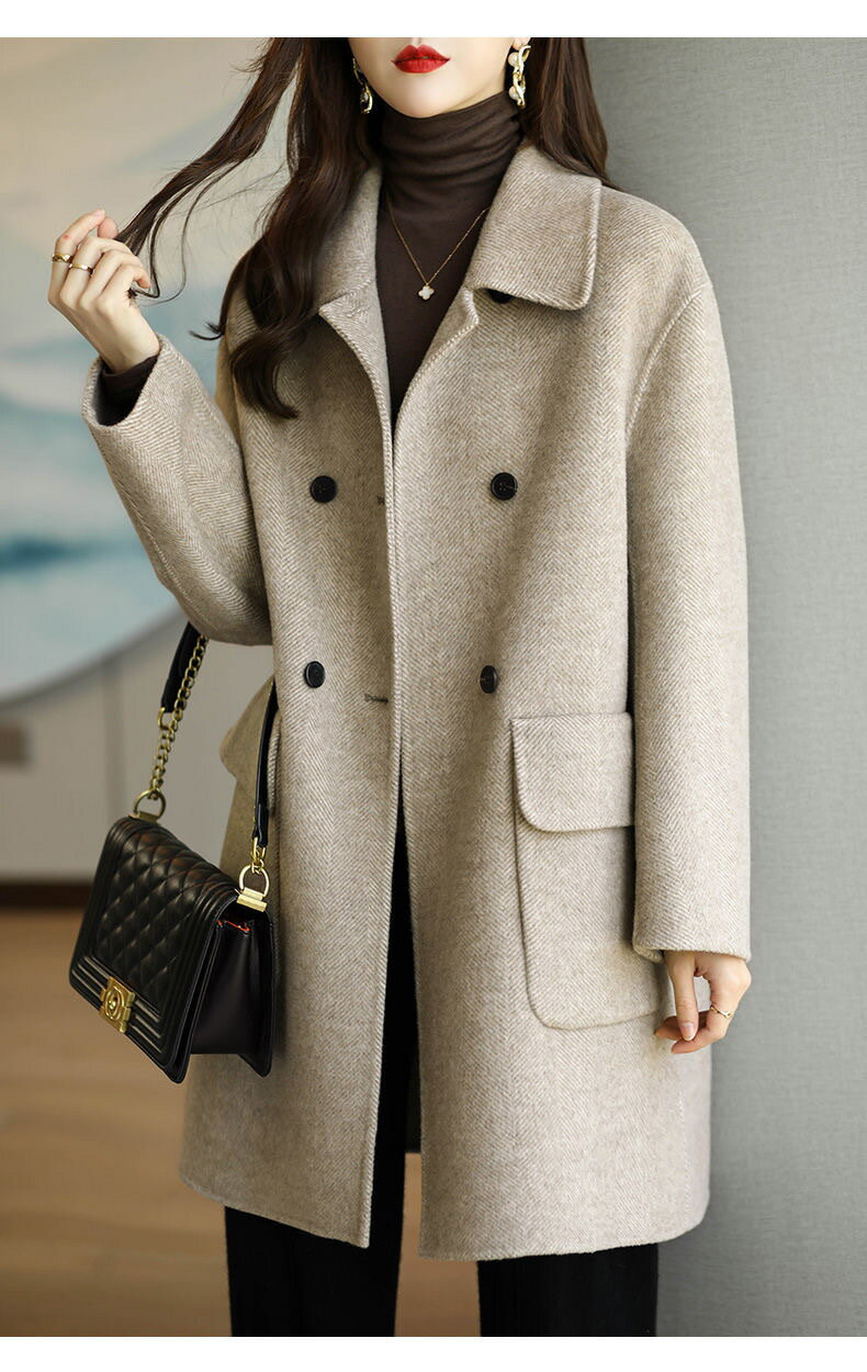 女裝 外套 韓系風 氣質上衣 韓版   外套女秋冬新款減齡加厚韓版中長款寬鬆呢子外套 5