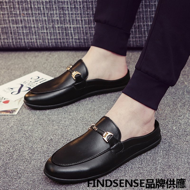 FINDSENSE品牌 四季款 新款 日本 男 高品質 簡約 休閒 舒適透氣 輕便豆豆鞋 一腳蹬 小皮鞋 潮流鞋子