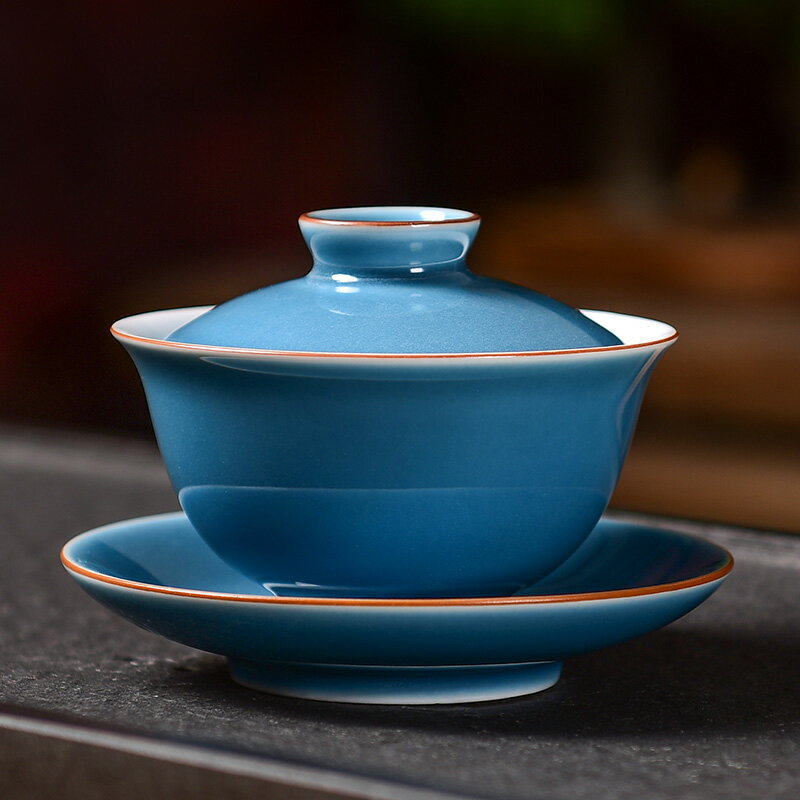 陶福氣 高溫顏色釉功夫蓋碗 家用陶瓷茶具沏茶碗泡茶蓋碗三才蓋碗