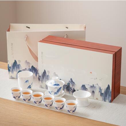 羊脂玉茶具套裝家用高檔辦公室輕奢中式陶瓷功夫茶壺茶杯禮盒整套 全館免運