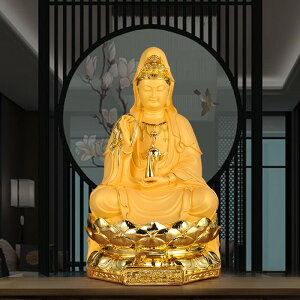 觀音佛像擺件坐像居家供奉家用坐蓮南海觀世音菩薩像佛堂寺廟擺放
