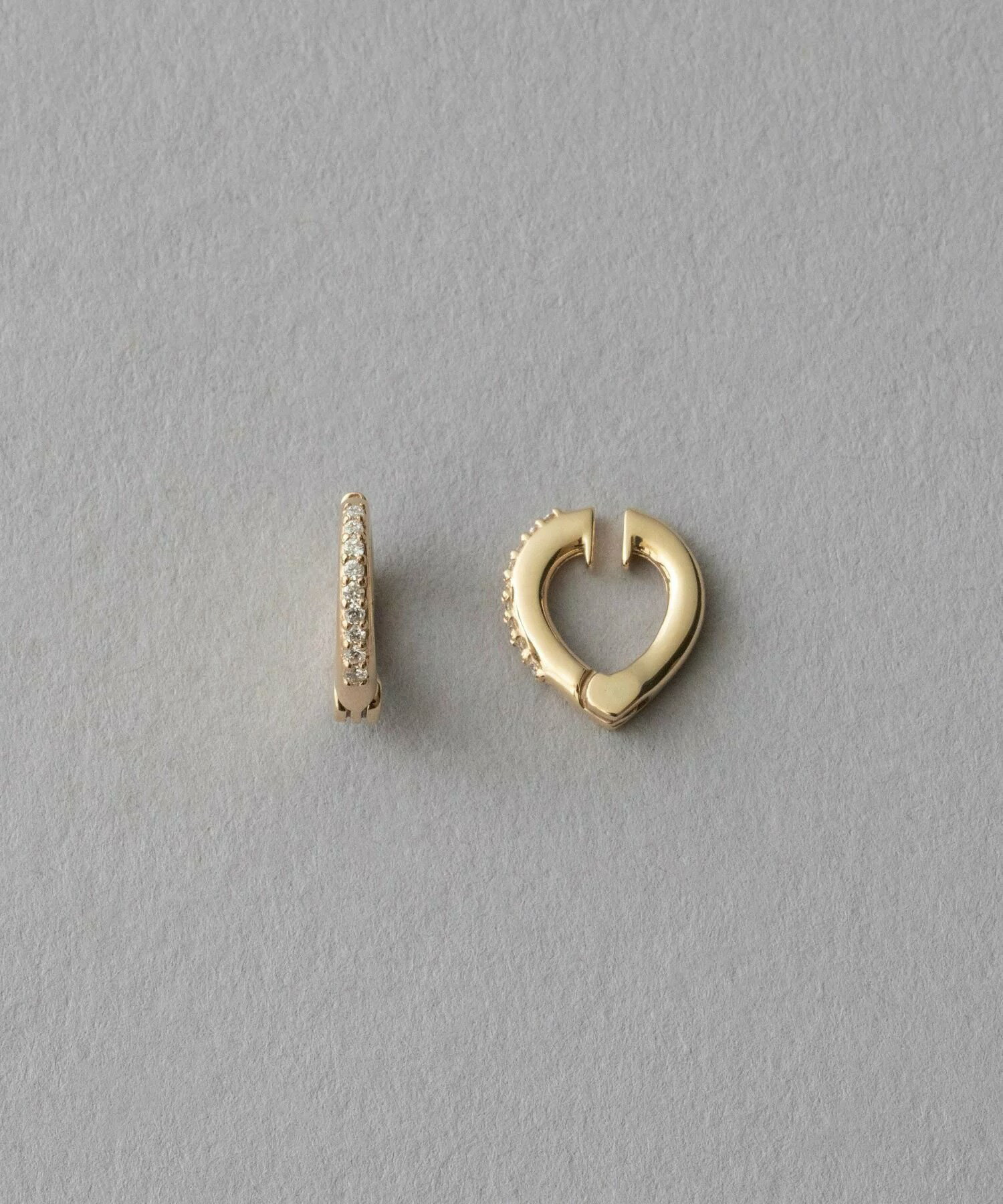 [bijoux] ete  K10YG 心形鑽飾擁抱耳夾式耳環 金色  | 耳環  送禮 情人節 [Rakuten Fashion]