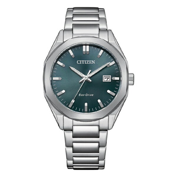 CITIZEN 星辰 Gents系列 BM7620-83X 八角形大三針光動能腕錶 銀x綠 38mm｜樂天全館特惠中★指定刷卡回饋10%