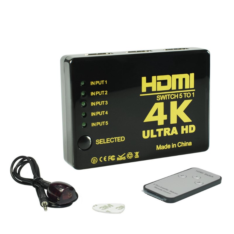 HDMI切換器 3進1出 5進1出 切換盒 擴充分配器 切換器 HDMI線 4K 高畫質 【GC340】123便利屋