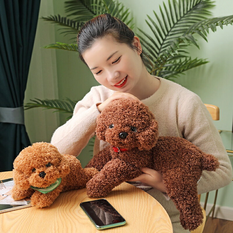 愛迪動漫✨可愛泰迪狗毛絨公仔狗狗玩偶模擬小狗安撫娃娃睡覺抱女女生禮物