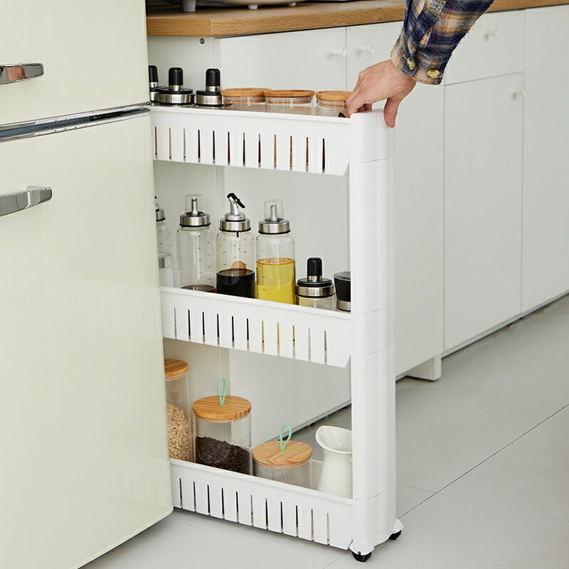 廚房夾縫置物架 冰箱縫隙收納架 滾輪置物架落地可移動 窄式 衛生間架 置物架小推車 夾縫收納櫃
