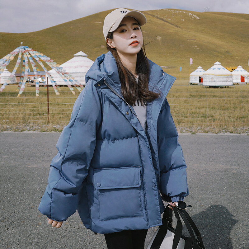 【巴黎精品】真 羽絨90%白鴨絨 羽絨外套鴨絨夾克-短款連帽麵包服羽絨女外套3色a1ii17