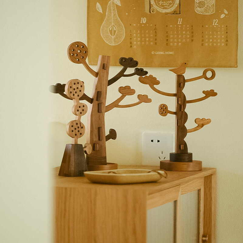 日式樹形實木首飾架桌面裝飾擺件飾品展示掛架中秋禮物 廚房小物