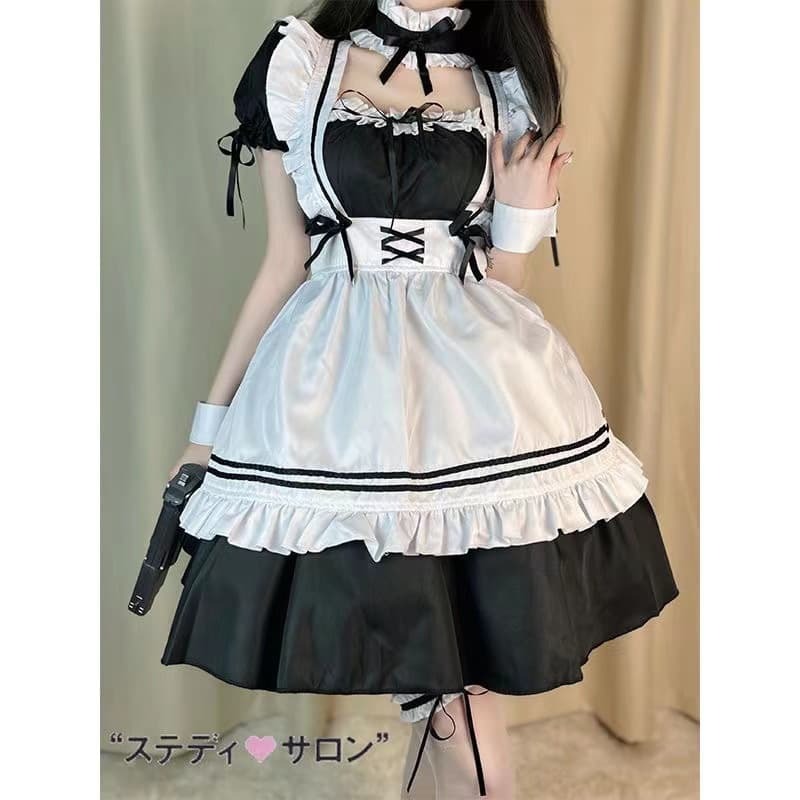 快速出貨 女僕裝cos可愛學生女裝大佬連衣裙蘿莉塔套裝二次元服裝大碼日常