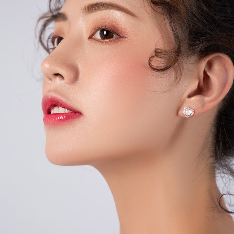 耳環銀耳釘女純銀愛心小貝殼耳釘珍珠簡約冷淡風女小巧氣質G0298