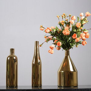 現代簡約輕奢電鍍金花瓶擺件家居裝飾品客廳餐廳干花藝插花花器