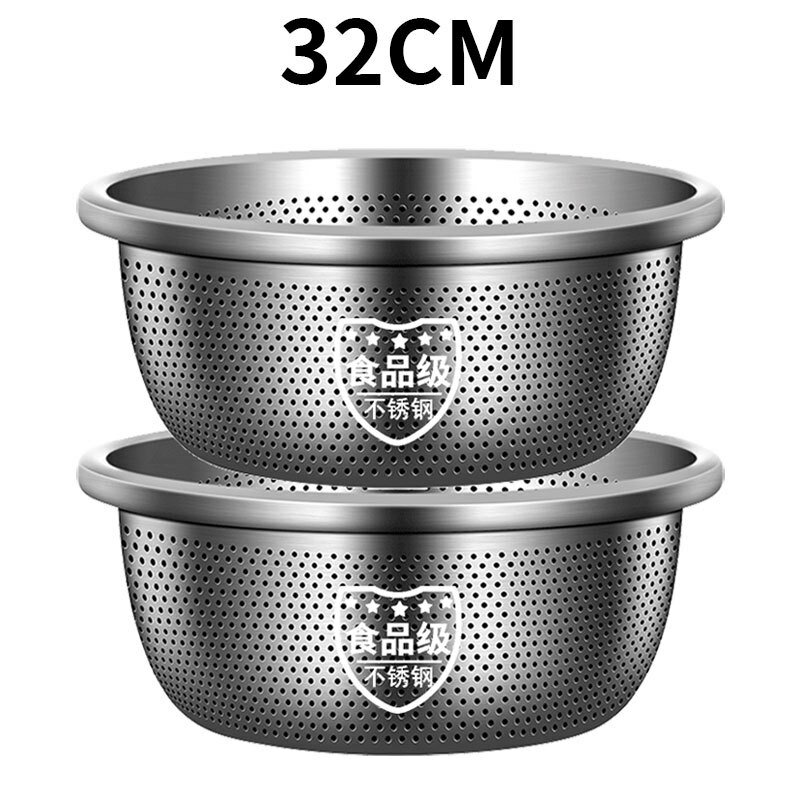【喜挖】食品級不銹鋼瀝水籃加厚洗菜淘米篩水籃瀝水淘米漏盆 0