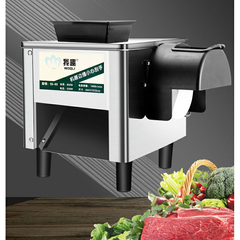 110V 電動切肉機 商用大功率 電動切片切絲機 不鏽鋼小型 食堂絞肉切菜機 全自動切菜 不銹鋼切肉片機