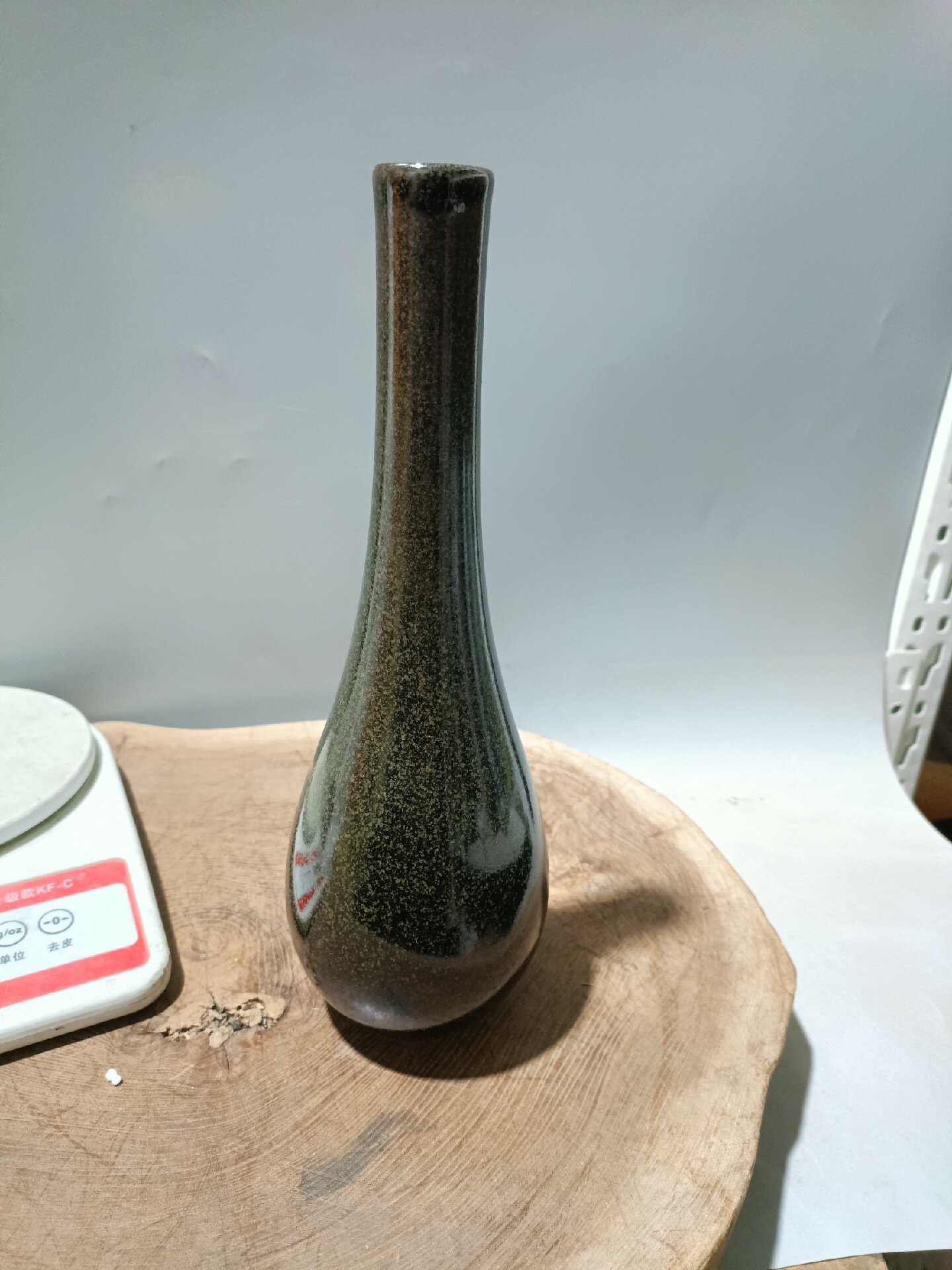 日本回流瓷器昭和時期茶葉末釉鶴首瓶鶴頸瓶觀音瓶，器型漂亮，釉