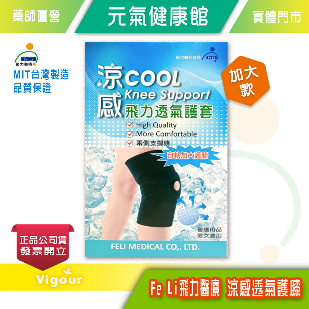 元氣健康館 Fe Li 飛力醫療 涼感透氣護膝  單入 ☆加大型☆