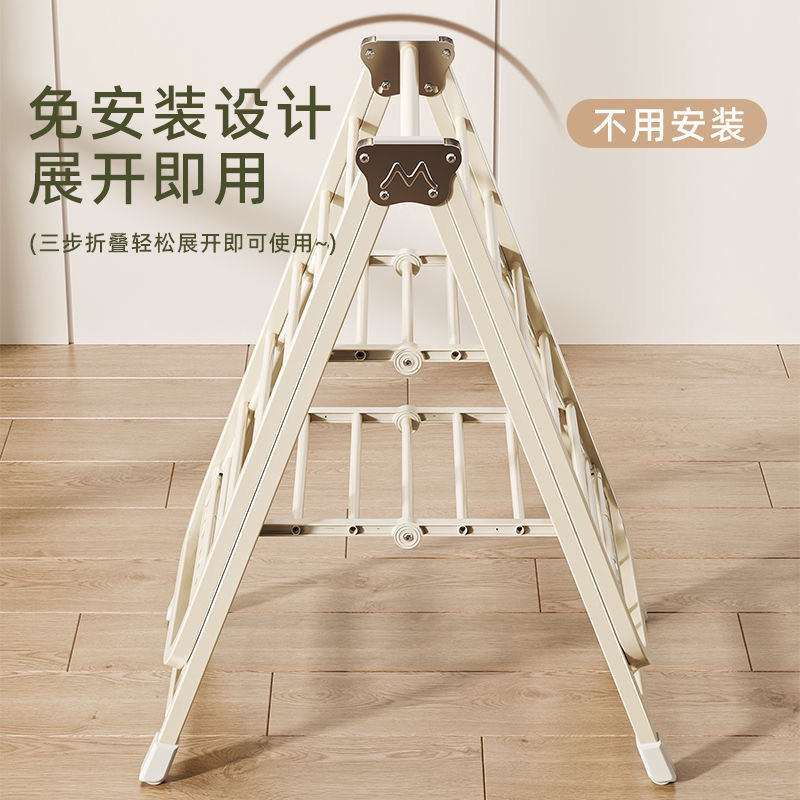 奶油風折疊晾衣架落地陽臺家用掛衣架嬰兒涼衣桿戶外曬被子神器J-76公司貨