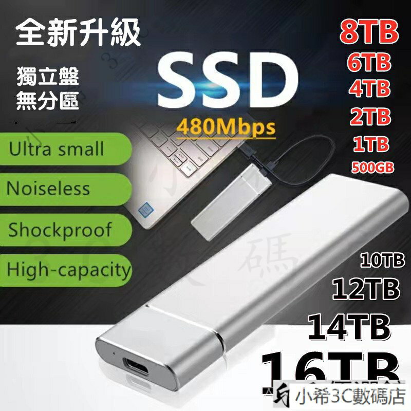 送快充線SSD固態硬碟 4TB固態隨身碟 SSD移動硬碟 隨身碟 行動硬碟 外接連線 1TB 2TB