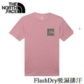 [ THE NORTH FACE ] 男 FlashDry撞色LOGO短上衣 粉紫 / NF0A499KZCF