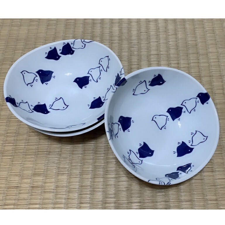 日本製✳️美濃燒 MINOYA い〜笑み！✳️「和柄」日本花紋圖樣—千鳥（ちどり）✳️4吋橢圓淺缽~現貨供應