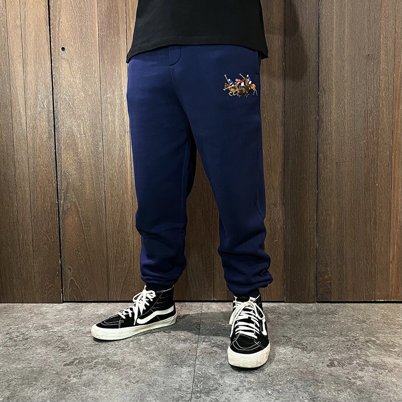 美國百分百【全新真品】Ralph Lauren 長褲 內刷毛 棉質 綁繩 青年版 RL 群馬 長棉褲 深藍 DB37