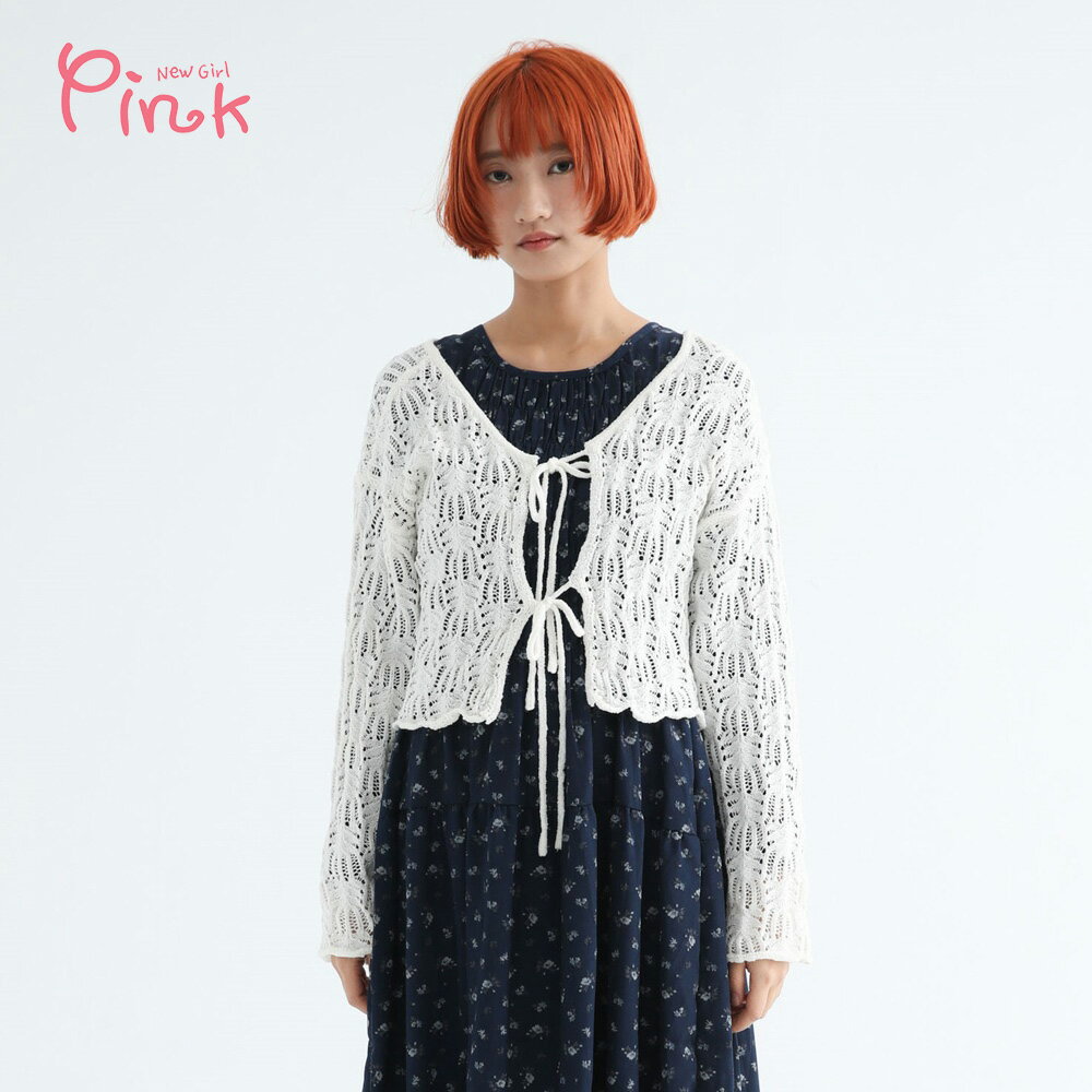 Pink* 針織雙綁帶罩衫(2色) Z2406BD