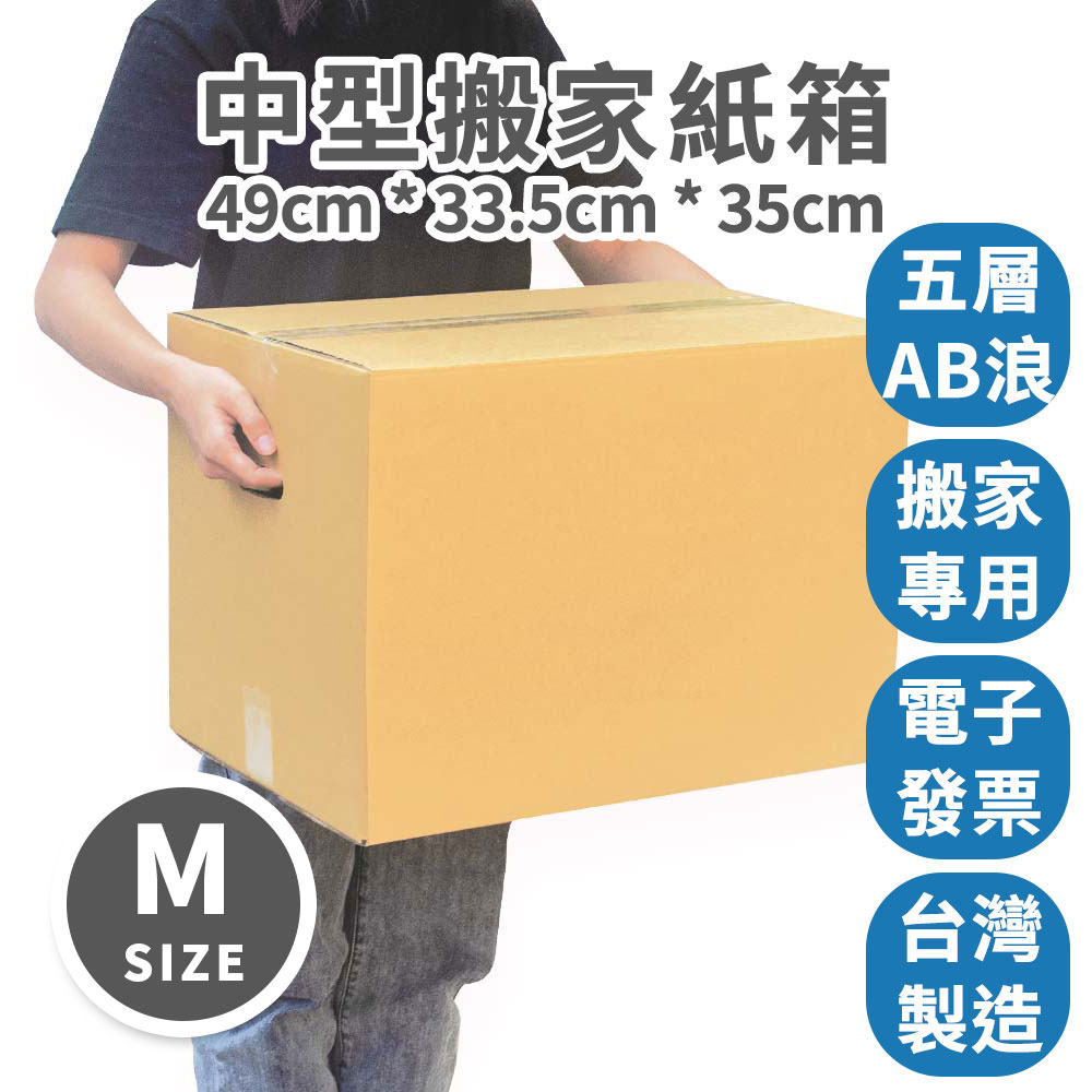 【速購家】現貨｜中型五層AB浪搬家紙箱 側搬運孔 厚磅中容量搬家紙箱 重物箱 含運 搬家箱 瓦楞紙箱 台灣製 衣物紙箱